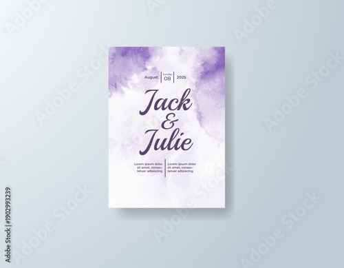 Wedding invitation with abstract splash watercolor
