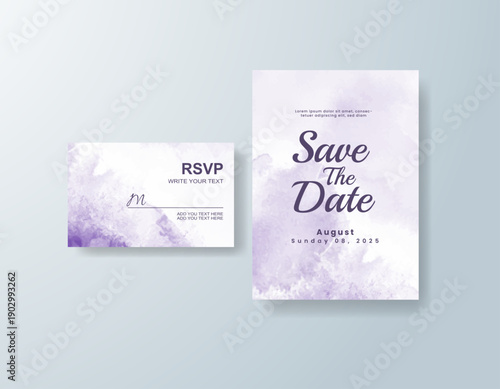 Wedding invitation with abstract splash watercolor