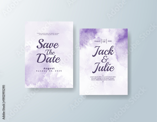 Wedding invitation with abstract splash watercolor