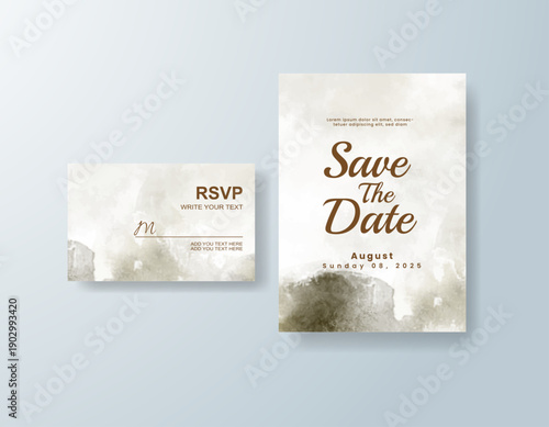 Wedding invitation with abstract splash watercolor