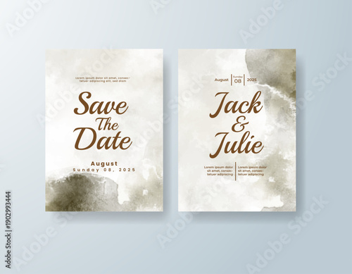 Wedding invitation with abstract splash watercolor