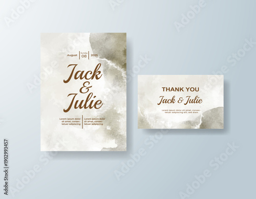 Wedding invitation with abstract splash watercolor