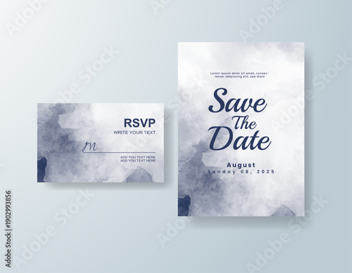 Wedding invitation with abstract splash watercolor