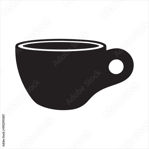 Espresso cup with handle Vector, Silhouette, Illustration