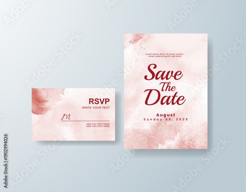 Wedding invitation with abstract splash watercolor