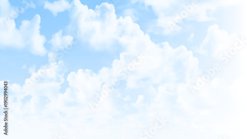 Summer Blue Sky and white cloud white background. Beautiful clear cloudy in sunlight calm season. 