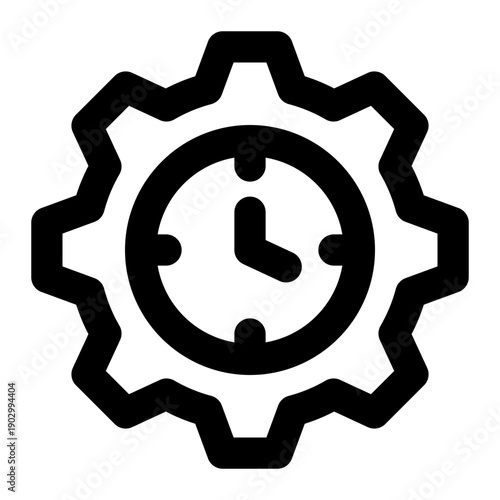 Gear icon with an internal clock face, symbolizing time management, scheduling, or automated settings.

