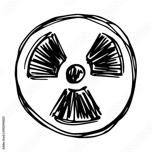 Hand drawn radiation sign Nuclear radiation hazard symbol Radioactive danger warning sign clipart in doodle style Nuclear safety Radioactive waste Single element for print, web, design, decor