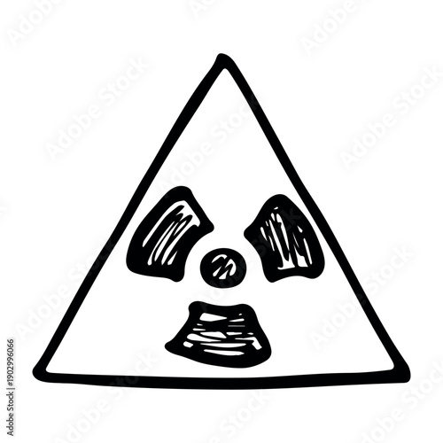 Hand drawn radiation sign Nuclear radiation hazard symbol Radioactive danger warning sign clipart in doodle style Nuclear safety Radioactive waste Single element for print, web, design, decor