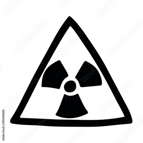 Hand drawn radiation sign Nuclear radiation hazard symbol Radioactive danger warning sign clipart in doodle style Nuclear safety Radioactive waste Single element for print, web, design, decor