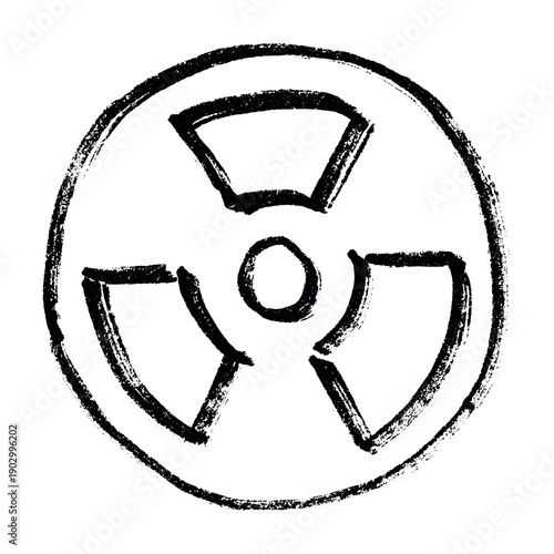Hand drawn radiation sign Nuclear radiation hazard symbol Radioactive danger warning sign clipart in doodle style Nuclear safety Radioactive waste Single element for print, web, design, decor