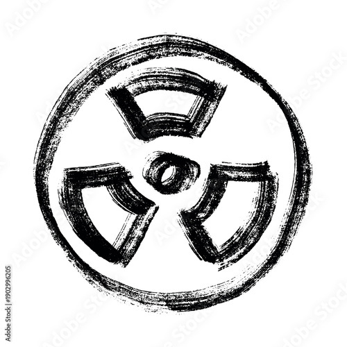 Hand drawn radiation sign Nuclear radiation hazard symbol Radioactive danger warning sign clipart in doodle style Nuclear safety Radioactive waste Single element for print, web, design, decor