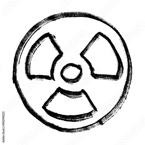 Hand drawn radiation sign Nuclear radiation hazard symbol Radioactive danger warning sign clipart in doodle style Nuclear safety Radioactive waste Single element for print, web, design, decor