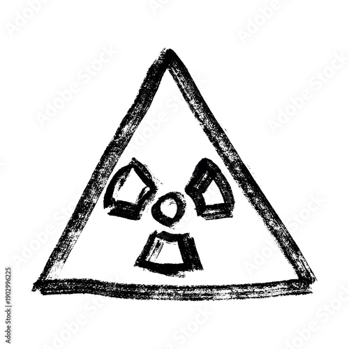 Hand drawn radiation sign Nuclear radiation hazard symbol Radioactive danger warning sign clipart in doodle style Nuclear safety Radioactive waste Single element for print, web, design, decor