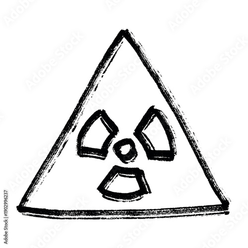 Hand drawn radiation sign Nuclear radiation hazard symbol Radioactive danger warning sign clipart in doodle style Nuclear safety Radioactive waste Single element for print, web, design, decor