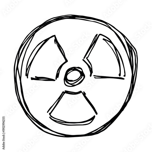 Hand drawn radiation sign Nuclear radiation hazard symbol Radioactive danger warning sign clipart in doodle style Nuclear safety Radioactive waste Single element for print, web, design, decor