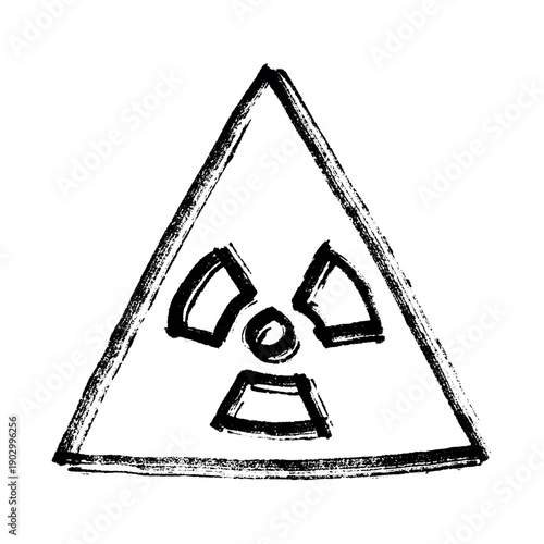 Hand drawn radiation sign Nuclear radiation hazard symbol Radioactive danger warning sign clipart in doodle style Nuclear safety Radioactive waste Single element for print, web, design, decor