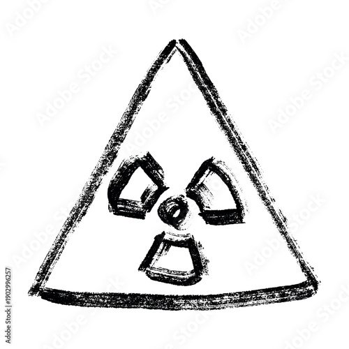 Hand drawn radiation sign Nuclear radiation hazard symbol Radioactive danger warning sign clipart in doodle style Nuclear safety Radioactive waste Single element for print, web, design, decor