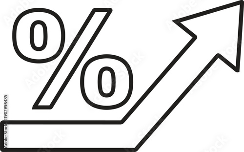 Percentage increase arrow line art icon