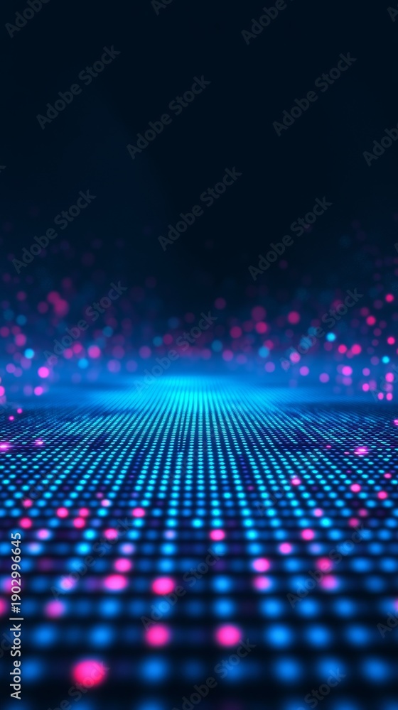 Fototapeta premium Abstract background with vibrant glowing lights and numerous dots creating a cosmic atmosphere.