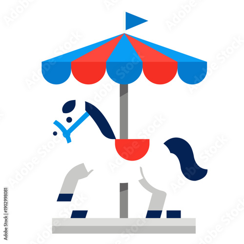 Carousel Horse Flat vector Illustration