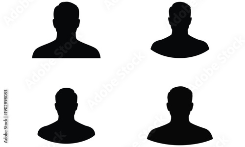 User profile avatar silhouette icons in black design
