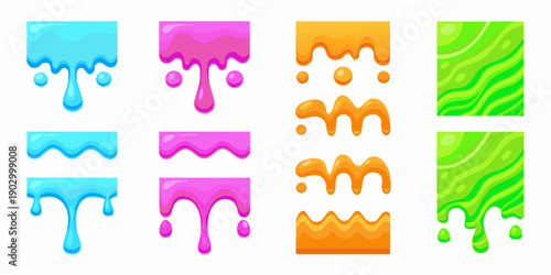 Colorful dripping slime or liquid shapes in a playful arrangement