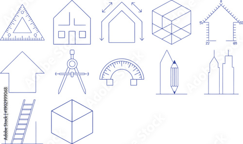 Minimalist Blueprint Icons for Architecture and Design architectural drawing CAD design
