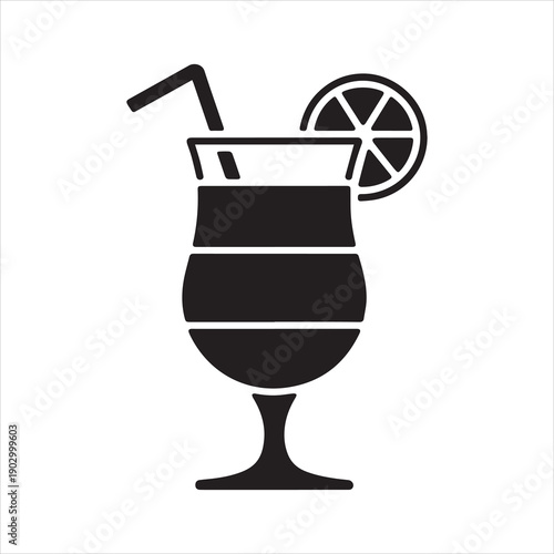 Side view of layered mocktail Vector, Silhouette, Illustration