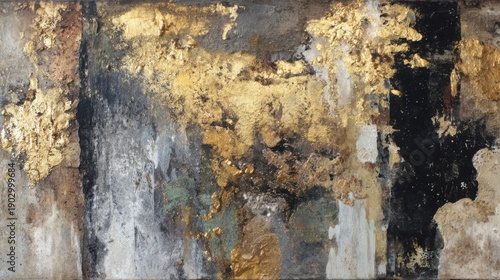 Abstract textured background with metallic gold and stone