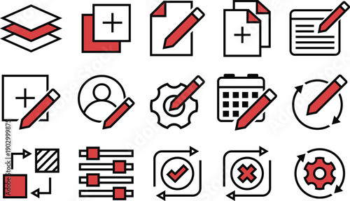 File Management, Editing and Settings Icons Pack for Website, Applications and UI UX