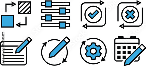 Edit, editor, write, writing, content Icons Collection Set for Website, Applications and UI UX