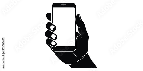 A person holds a smart mobile phone with a message on the blank 3d touch screen display representing wireless technology and business communication