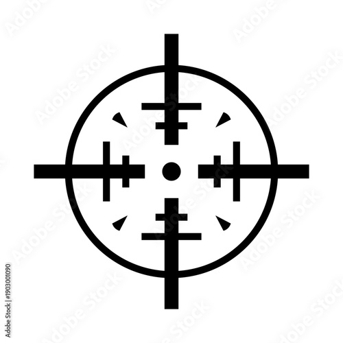 Crosshair reticle symbol target icon for aiming and focus in shooting games or military operations