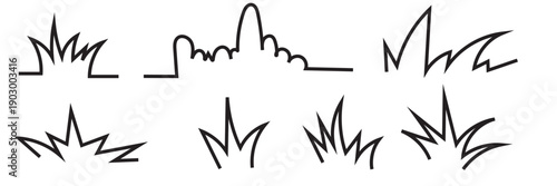 Hand Drawn Grass Doodle Vector . Collection of black hand drawn grass sketches and scribbles, simple nature elements isolated on white background for design use.

