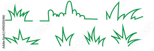 Hand Drawn Grass Doodle Vector . Collection of green hand drawn grass sketches and scribbles, simple nature elements isolated on white background for design use.

