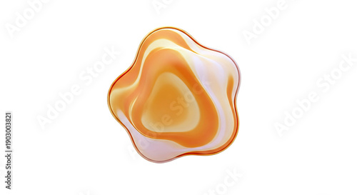 Orange liquid blob with flowing patterns