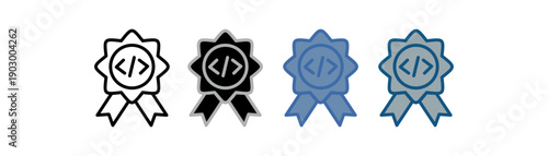 
coding badge icon set multiple style collection with coding badge designs