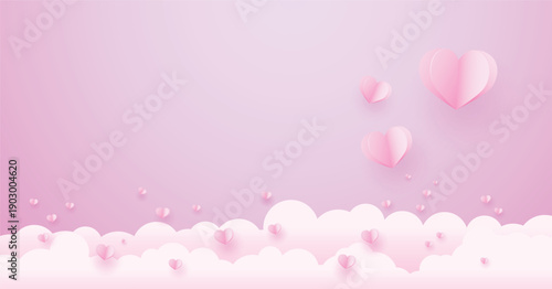 Love Background ,Happy Valentine's Day banners , heart in the sky, vector design