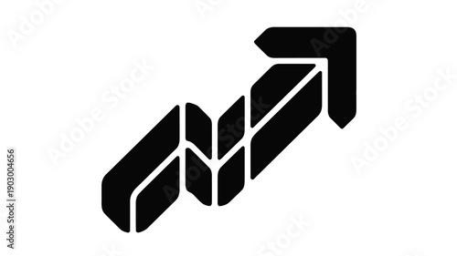 A black of a stylized upward arrow with a split path