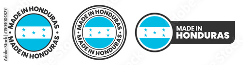 Photos Made in honduras labels, stamps, badges with honduras flag template icon set