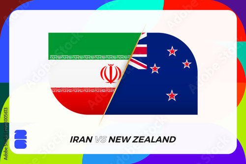 Iran vs New Zealand International Sports Tournament Icon.