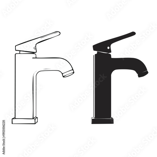 Modern faucet with running water