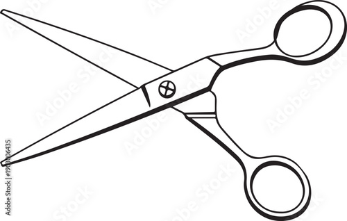 A pair of sharp scissors with a black background and a partial silhouette Vector