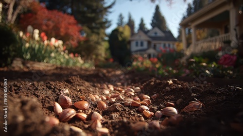 Seeds Scattered on Garden Soil Prepare for Spring Planting Season