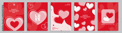 Set of Valentine's Day poster greeting card. Vector design template background