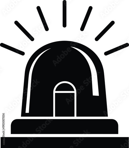 Emergency siren light vector icon, flashing alarm beacon for police ambulance fire truck, alert notification signal symbol isolated on white background