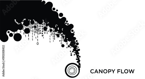 Abstract stream of data and ink flowing from a circular source