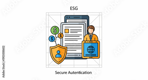 Secure Authentication and ESG Concept with Digital Security and Finance