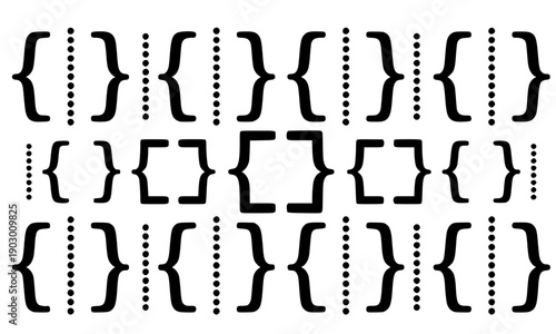  Curly braces brackets set in outline and solid versions perfect for programming code syntax development coding typography design and technical documentation illustration